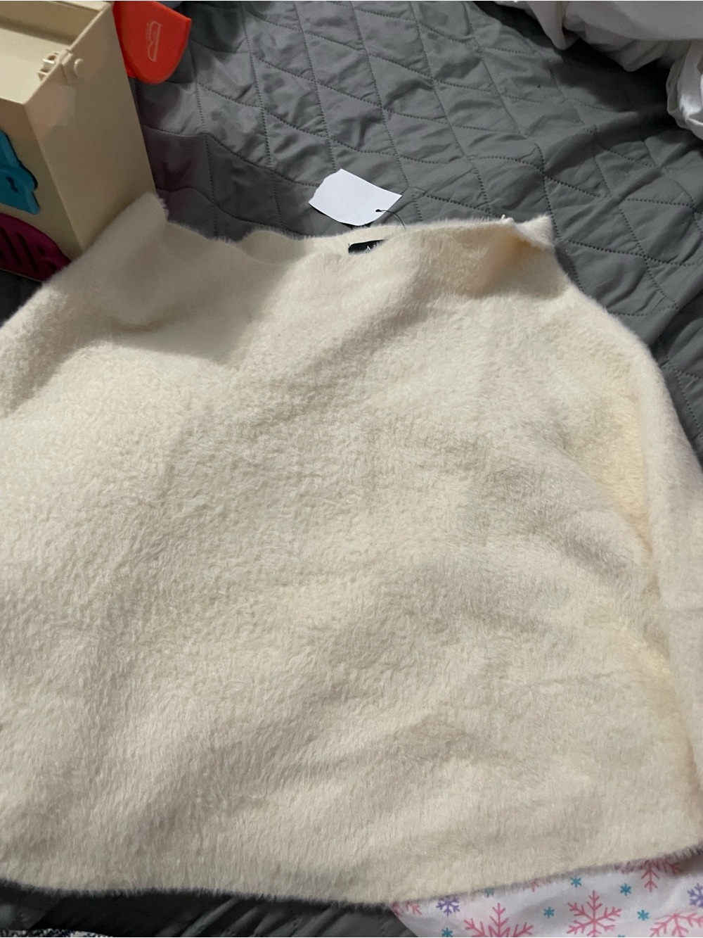 AKIRA Cream Fuzzy A-Line Skirt
